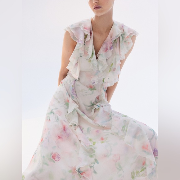 H&M Flounced Chiffon Dress - Picture 3 of 12